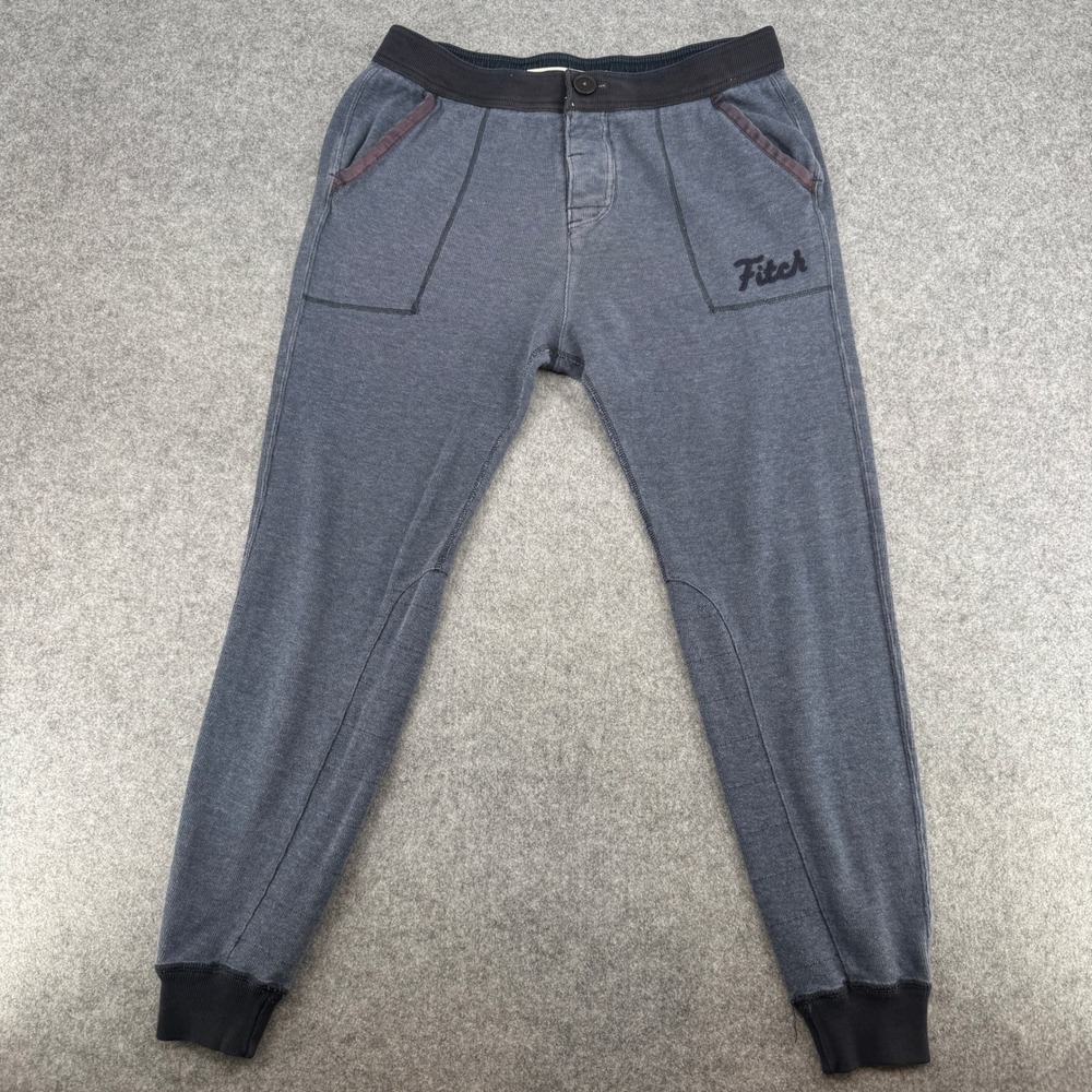 Y2K Abercrombie & Fitch Sweatpants Mens Small Jogger Blue Gray Button Fly EUC